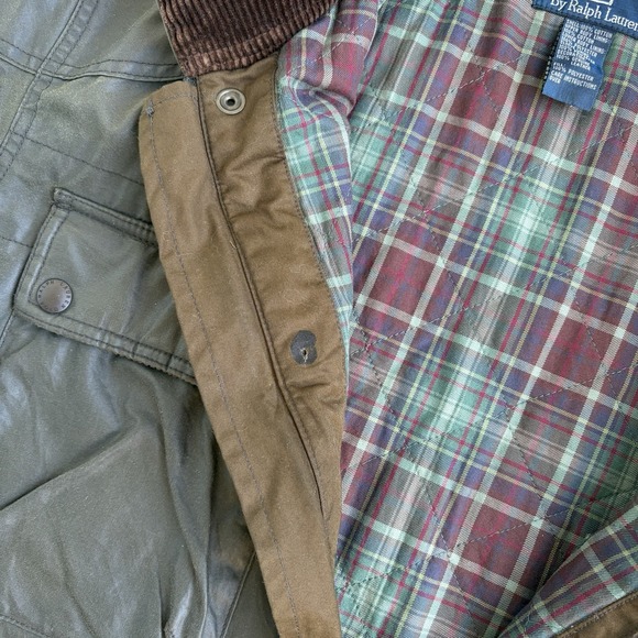 Vtg Polo Ralph Lauren Jacket Mens Large Green Waxed Field Belted Riding Coat 90s - Picture 11 of 16